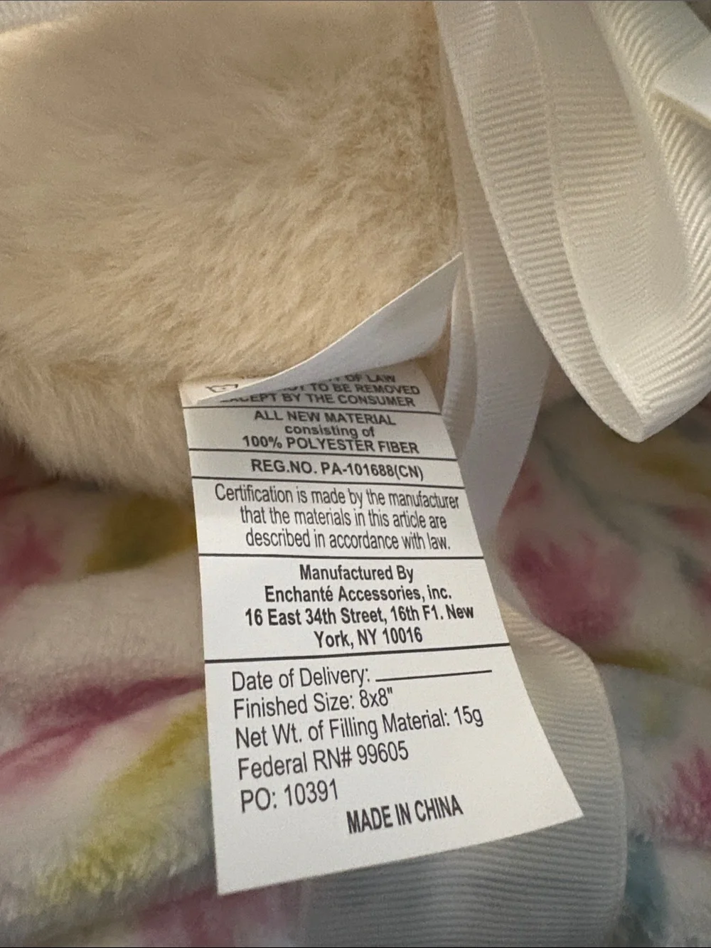 Logan & Lily Cream Floral Bunny Plush Baby Throw